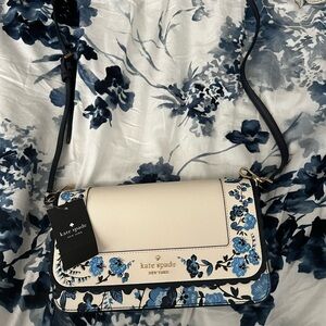 Kate Spade Blue and Cream Floral Crossbody Bag